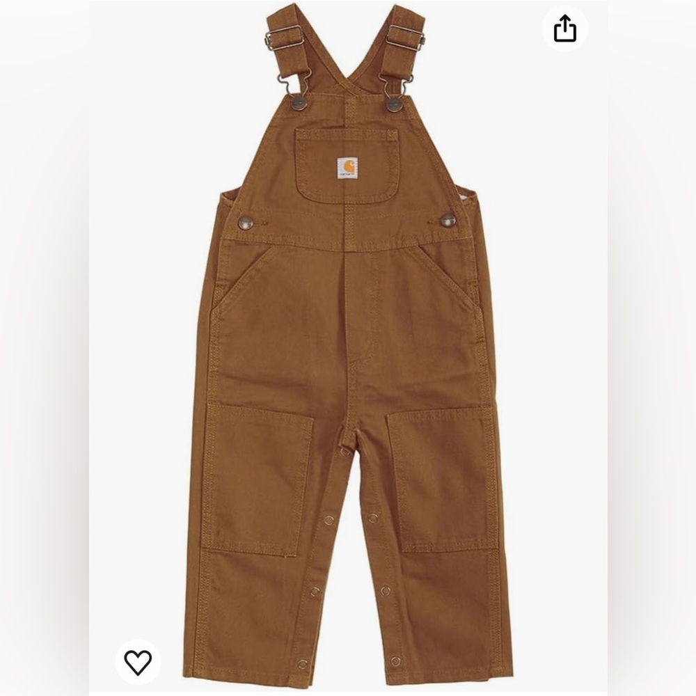 Carhartt Boys Canvas Bib Overalls Rust Brown Workwear Size 18 Months